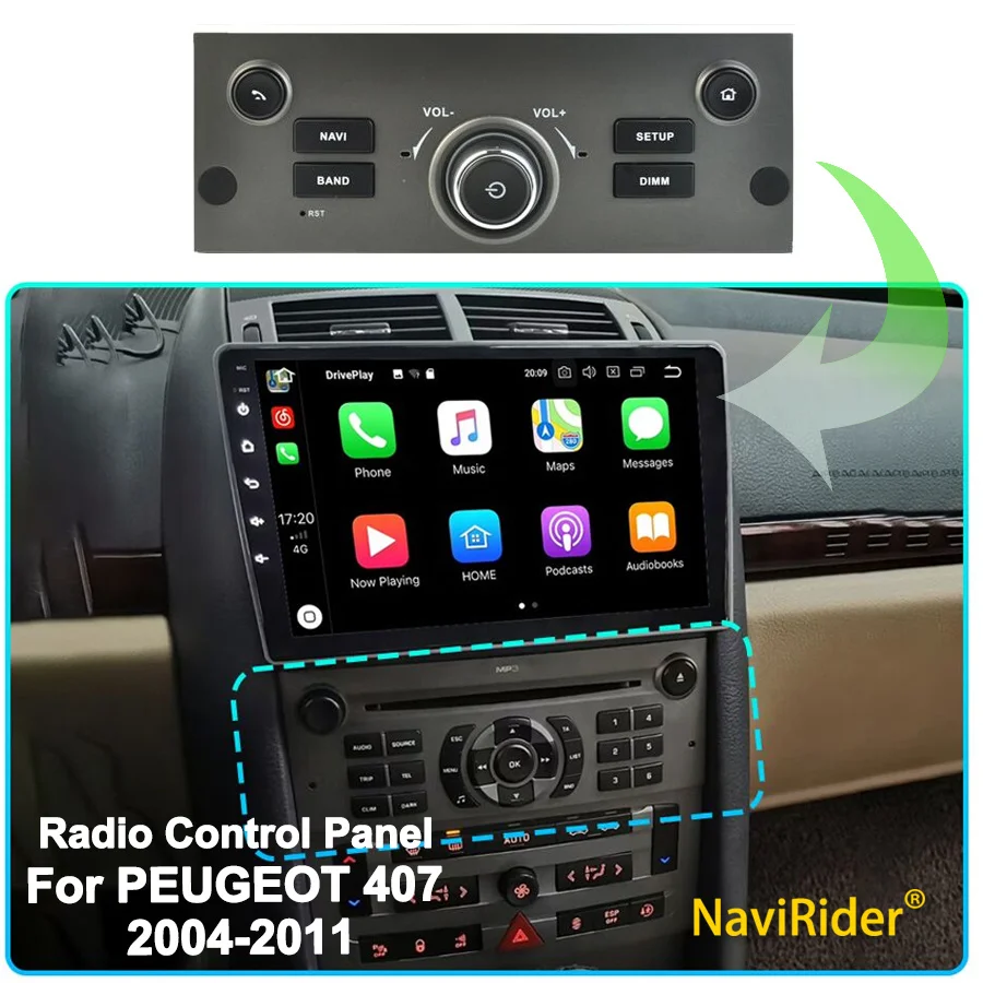 

OEM Style Car Radio Control Panel to control Android Screen For Peugeot 407 2004 - 2011 Car Video Player Black / Gray Color