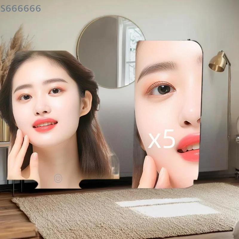 مرآة الزينة التلقائية القابلة للتعديل مع شاشة LED؛ مرآة مكياج حاجب الشمس للسيارة التي يتم التحكم فيها باللمس؛ تتضمن شاحن #5