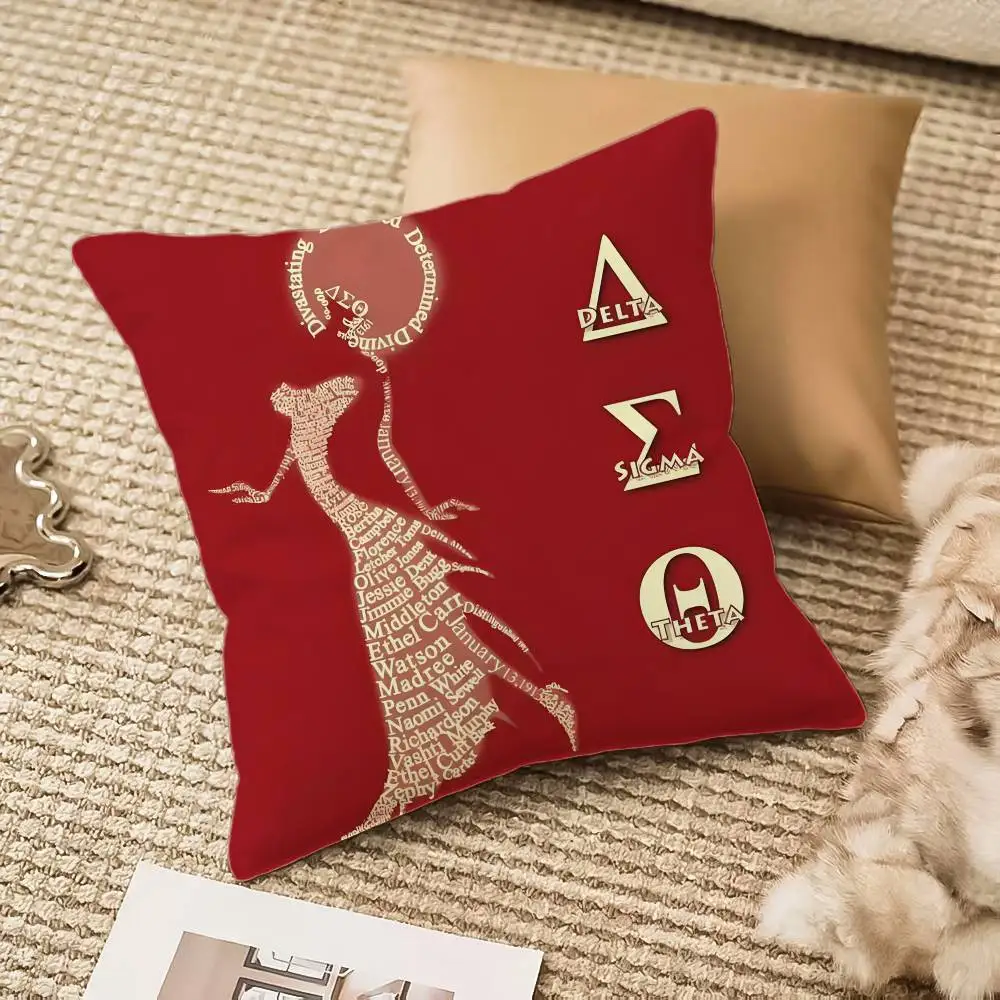 D-Delta S-Sigma Theta Pillow Case Anti-dustmite Pillowcase Invisible zipper silky plush Sofa