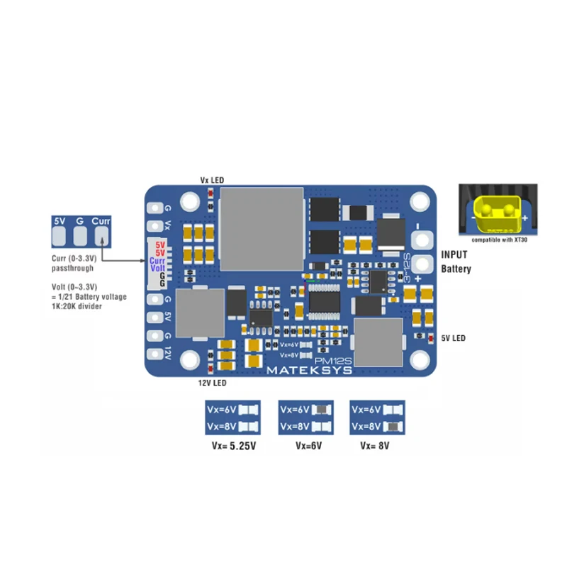 Matek PM12S-3 POWER MODULE 9V to 55V independent Step-Down Voltage Regulators for RC Model Airplane Helicopter FPV Racing Drone