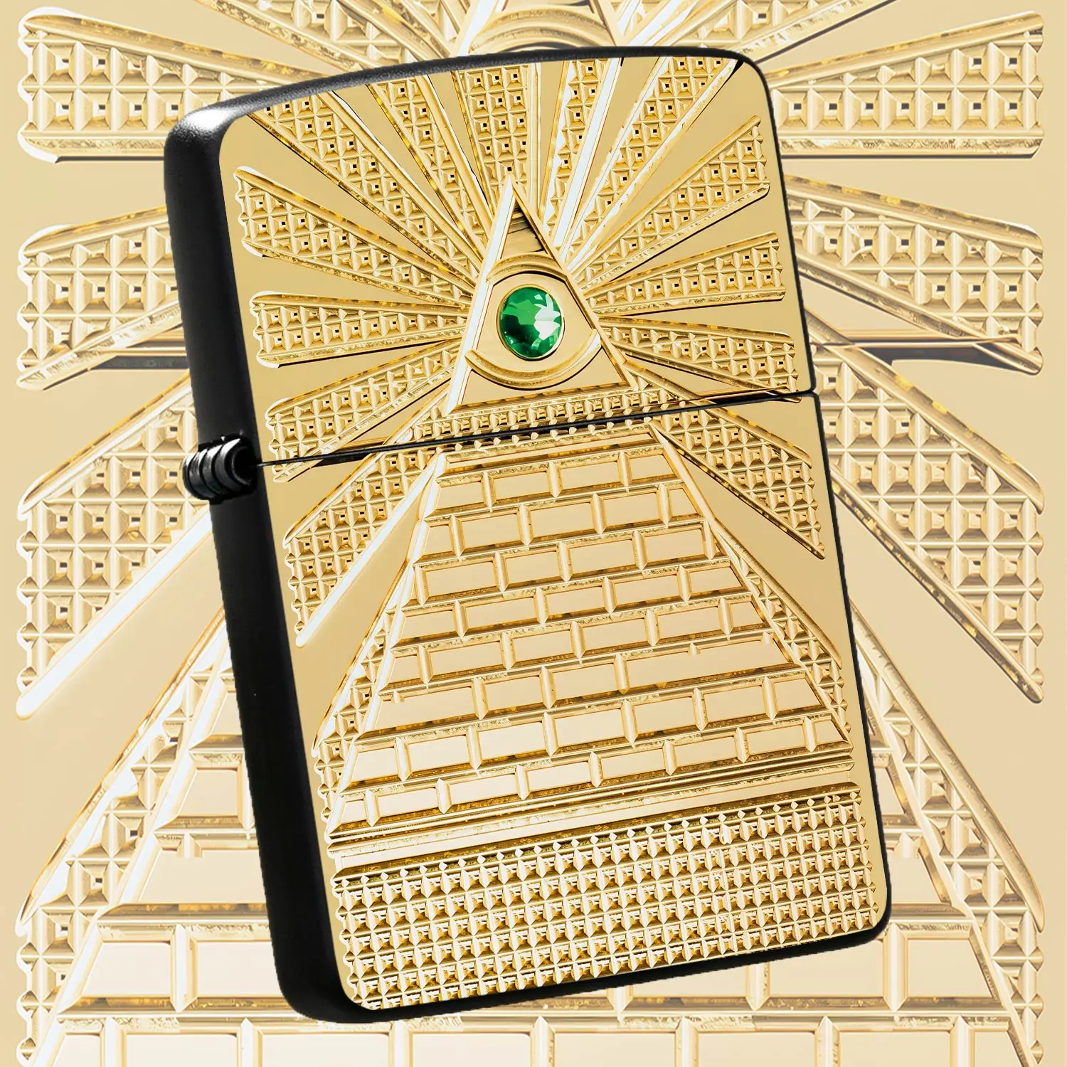 All-Purpose Windproof Lighter, Exquisite Embossed Pyramid With Eye Of Providence Design, Luxurious Glossy Golden Finish, Durable Portable Accessory For Daily Use, Travel, Home And Outdoor Occasions, Ideal Unique Gift C A Humorous And Intere