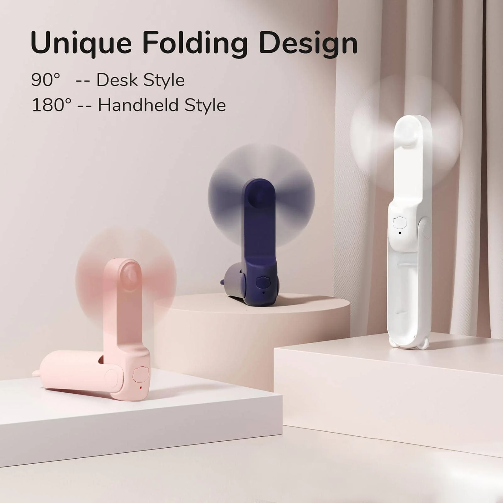 

Portable Mini Fan, USB Rechargeable, 3-speed Adjustable, Foldable Handheld Fan, Suitable for Women, Travel, Outdoor Use