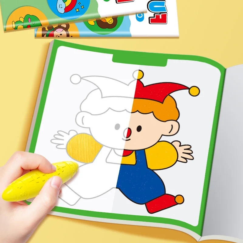 Children's Fun Half Shape Album, Graffiti Book Coloring Enlightenment Coloring Book, 32 Colorful Patterns