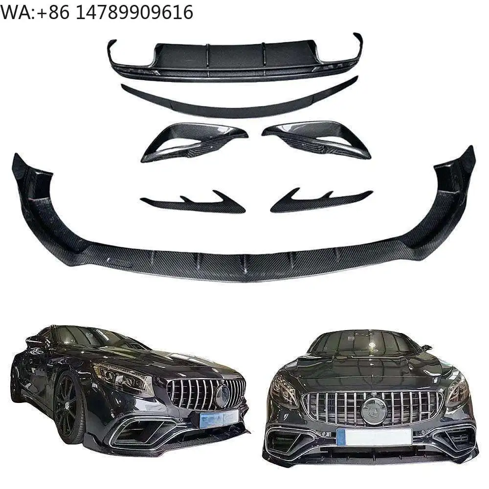 High-end Custom Body Kit For Old-to-New ConversionReal Carbon Fiber BodyKit Car Bumper Rear Diffuser Spoiler For S Class Coupe
