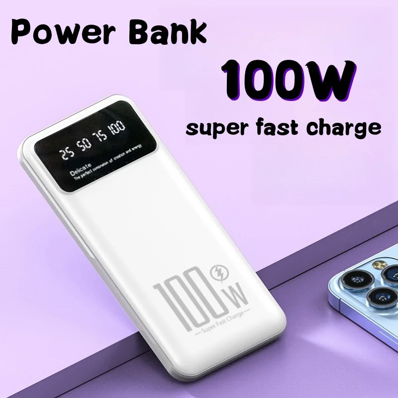 20000mAh 100W Super Fast Charging Power Bank Portable Charger Battery Pack Powerbank for iPhone Huawei Samsung