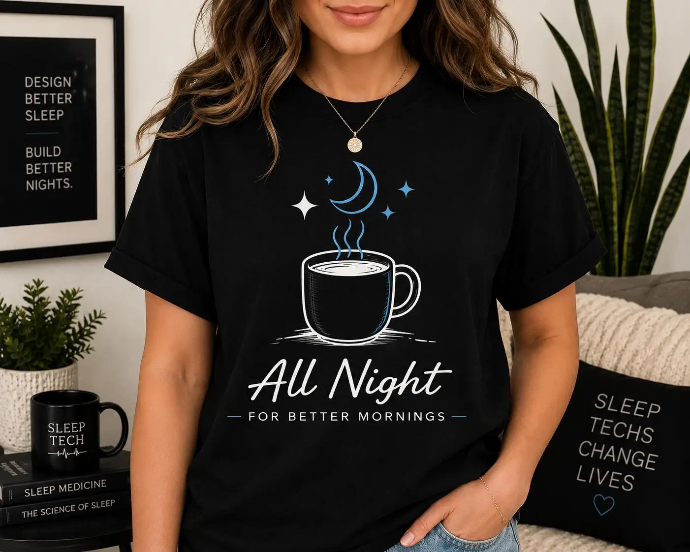 Summer Casual Fashion - Loose Sleep-promoting Top with Sleep-aiding Technology-Coffee-colored Shirt | RPSGT Night Shift T-shirt