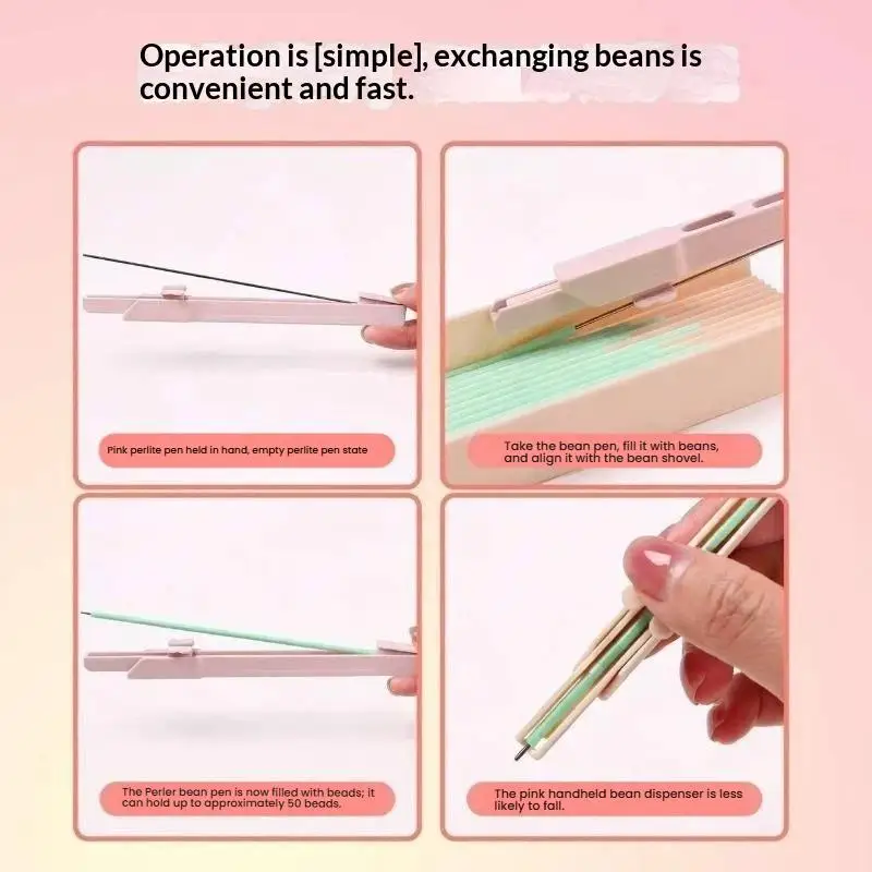 Handheld Storable Press Type Bead Pen Multipurpose Jam Free Bead Placement Tool Comfortable Grip Time Saving Beading Craft To
