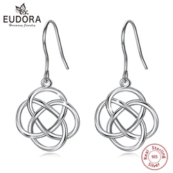 Eudora 100% 925 Sterling Silver witchcraft Knot Drop Earrings for Women Fine Irish Celtic Knot Earrings Witch Jewelry Wicca Gift