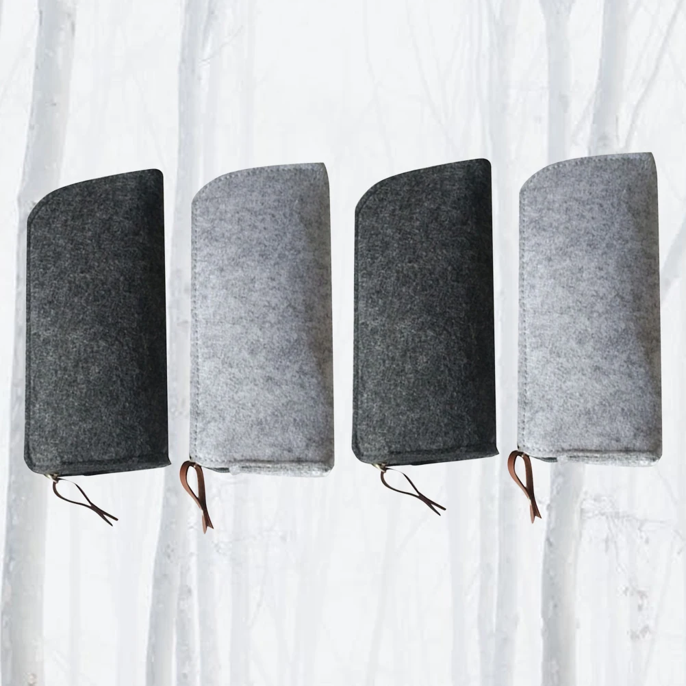 

4 Pcs Pencil Pouch Case Stationery ganizer Felt Material Zipper Bag Makeup Pouch Long Lasting