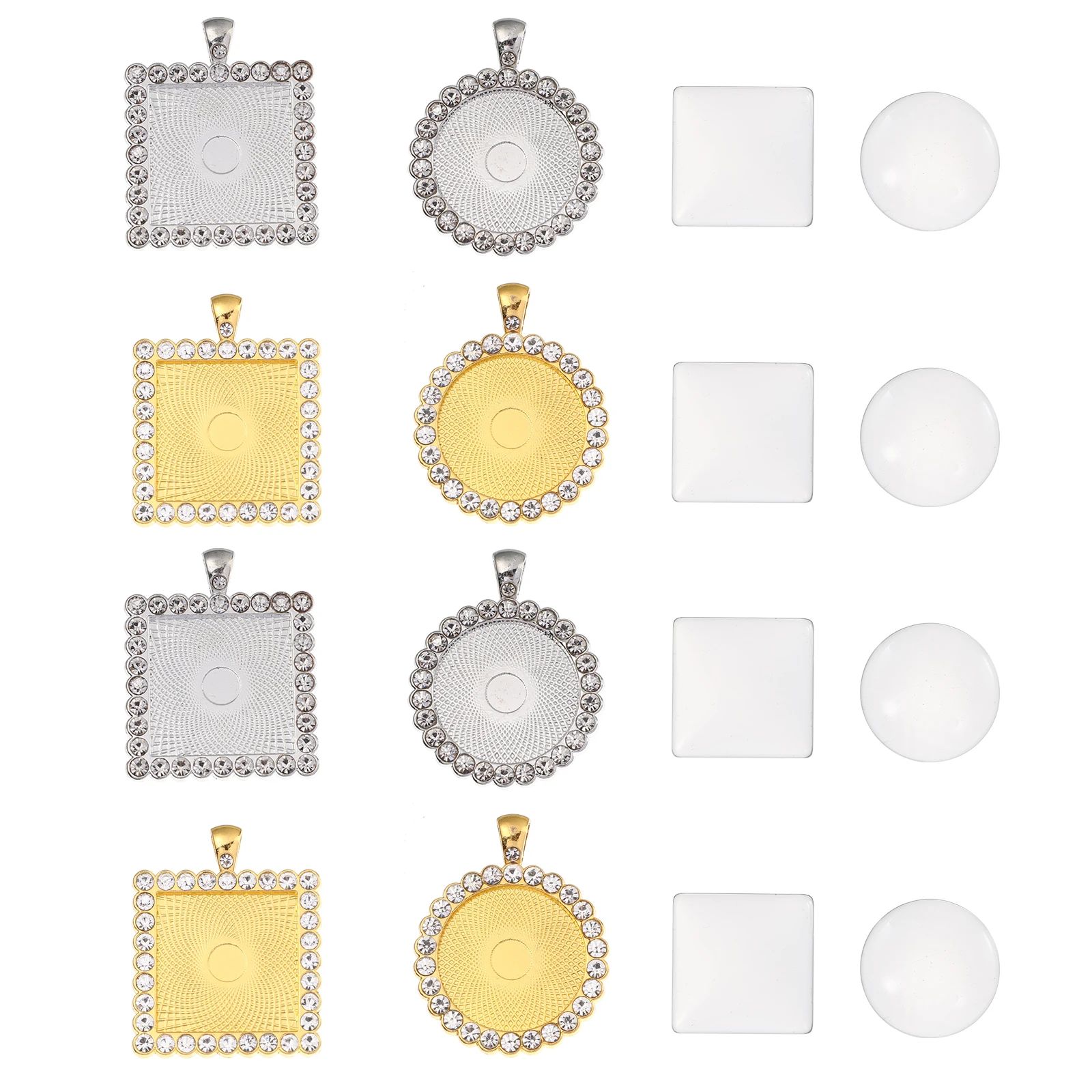 

40pcs Alloy Tray Stud Bezel Post Cup Pendant Square Blank Earring Glass Cabochons DIY Jewelry Premium Material