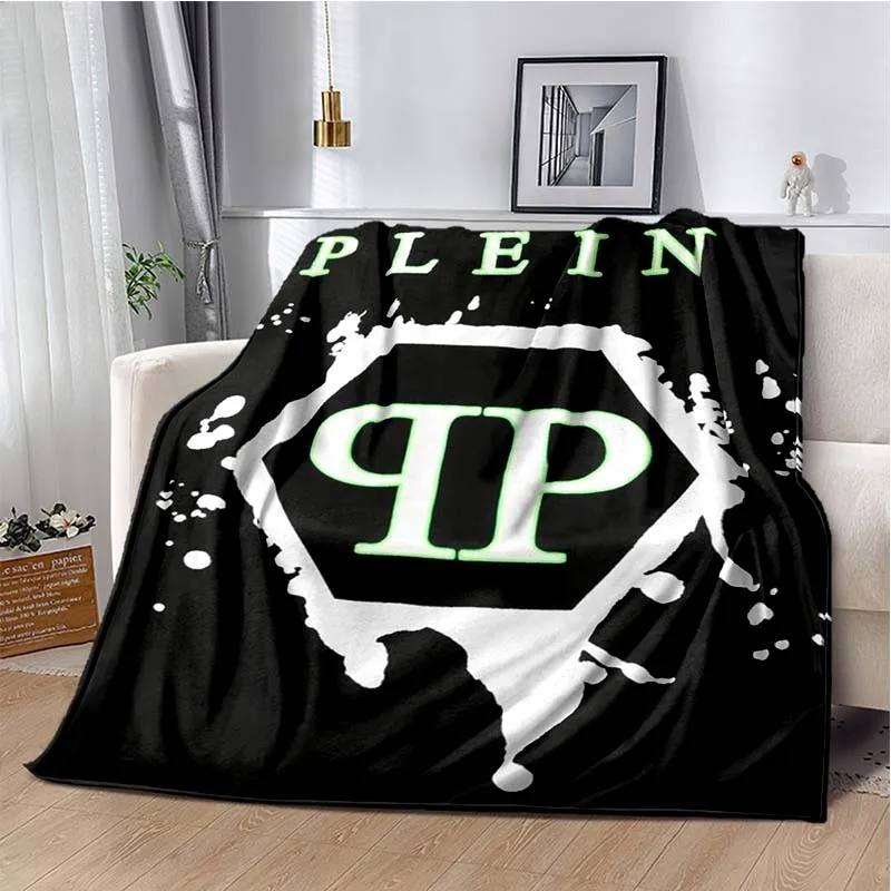 Fashion P-Philipp-Plein Logo Bedroom Decoration Flannel Blanket Living Room Sofa Cover Blanket Soft and Warm Customization