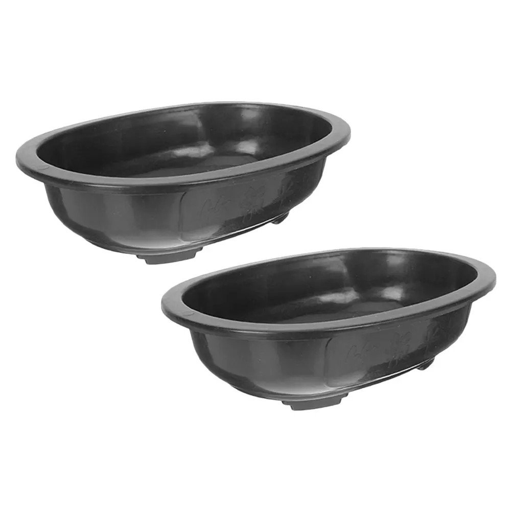 

2pcs Plastic Pot Large Oval Planter Bonsai Tree Container PP Balcony Garden Small Flowerpot With Drainage Hotel Drainage