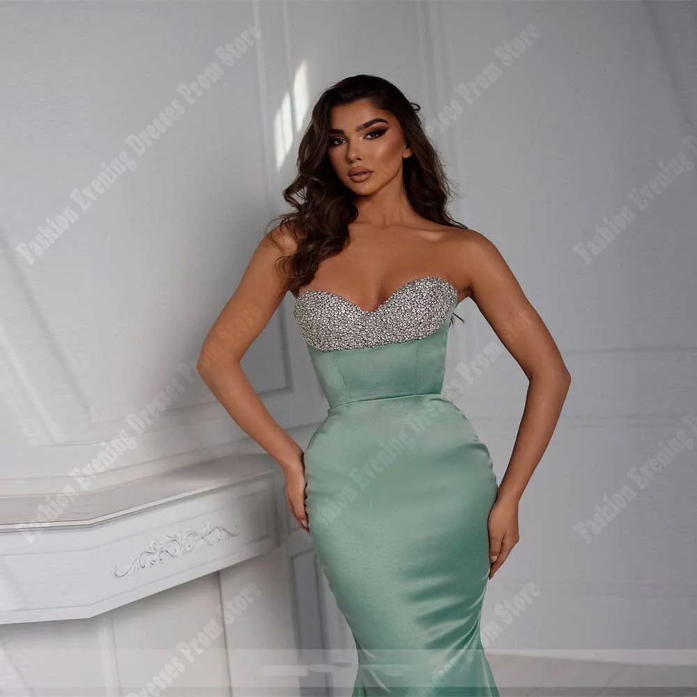 Illusion Mermaid Women Evening Dresses Formal Sexy Sweetheart Collar Prom Gowns Newest Of School Shining Mopping Length Robes