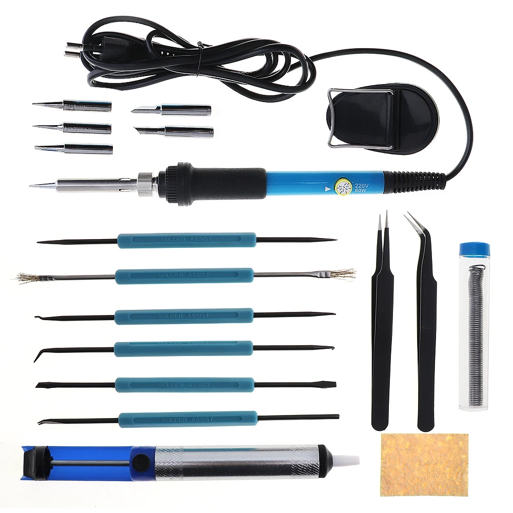 19pcs/set 110V 220V 60W Adjustable Temperature Electric Soldering Iron Kit Repair Hand Tools with Toolkit for Electric Welding