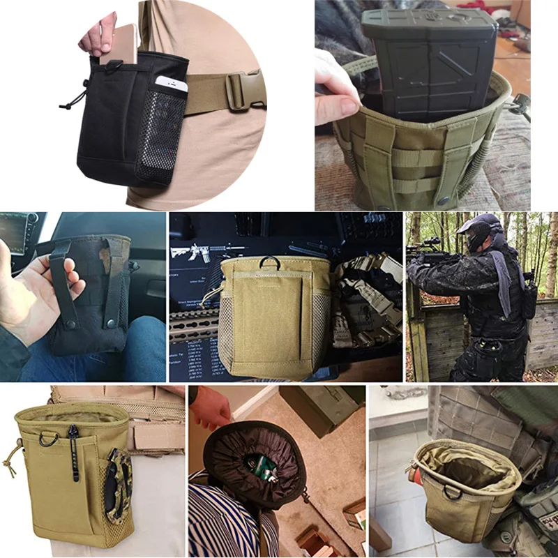 Bolsa táctica Molle para colgar, bolsillo para revistas, recuperación con cordón, accesorios de caza, paquete de cintura utilitario