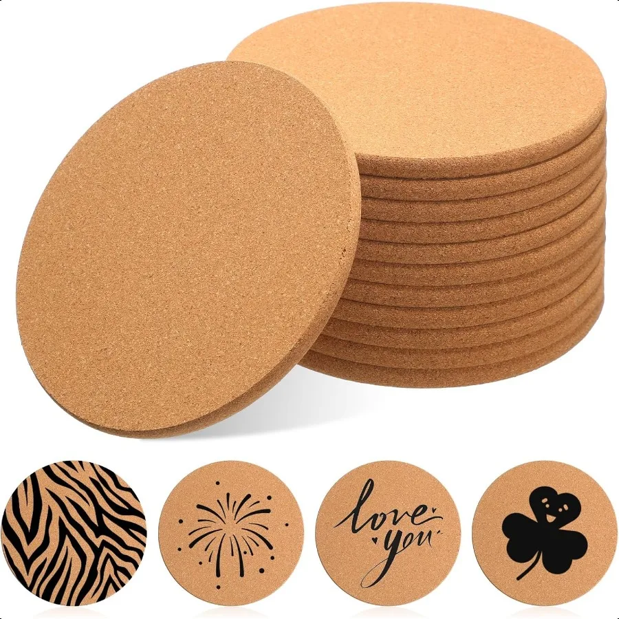 Posavasos de corcho absorbentes redondos de 6 pulgadas, posavasos de plantas de corcho de madera para bebidas caseras, mesa de centro, comedor, mesa de madera, escritorio, 12 Uds.