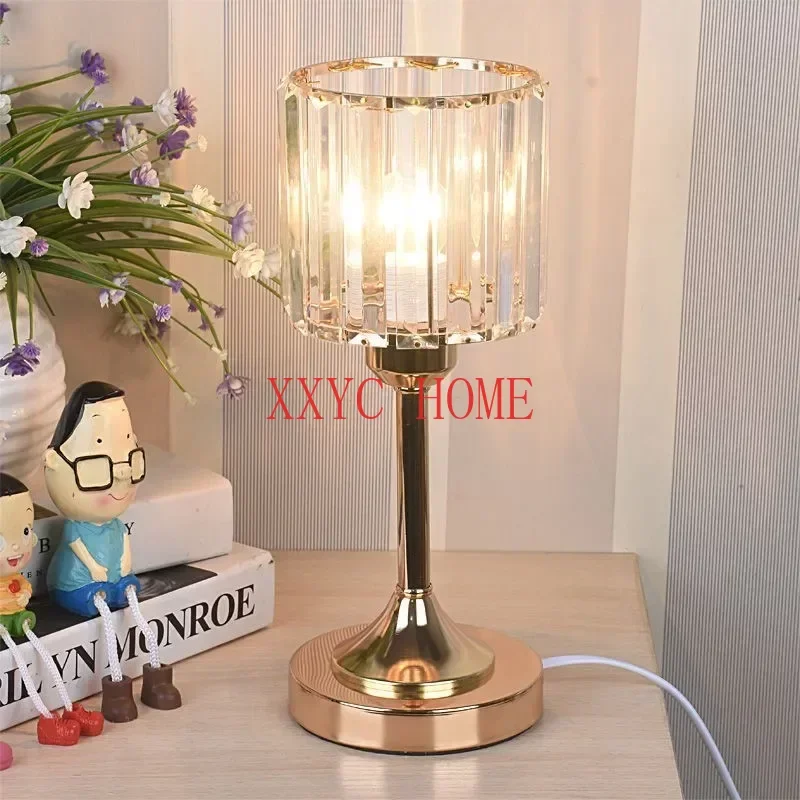 

LED Crystal Desk Lamp USB Charging Table Lamp Lighting Fixture for Living Room Decoration Bedroom Bedside Gold Black Night Lamp