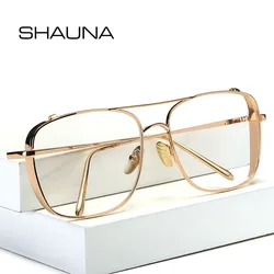 SHAUNA Anti-Blue Light Oversized Women Punk Glasses Frame Brand Designer Fashion Men Rectangle Metal Computer Eyeglasses