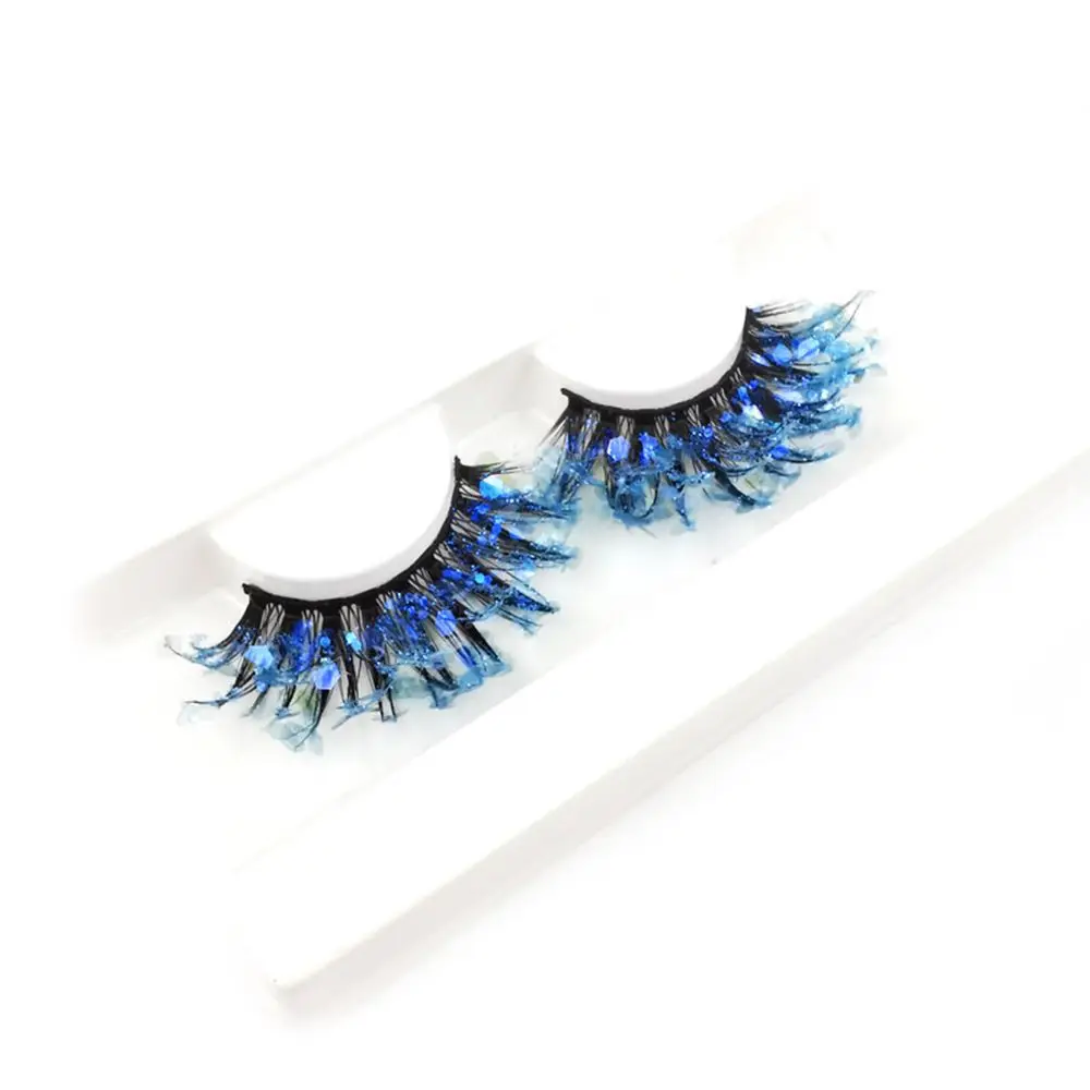 Sequins Eye Lashes Fluffy Dramatic Eyelashes 25mm Luminous False Eyelashes 3D Mink Lashes