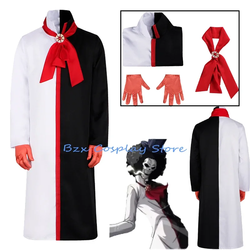 

Anime Burukku Cosplay Costume Human Skeleton Burukku Robe Uniform glove Set Halloween Party Role Play Outfit for Man