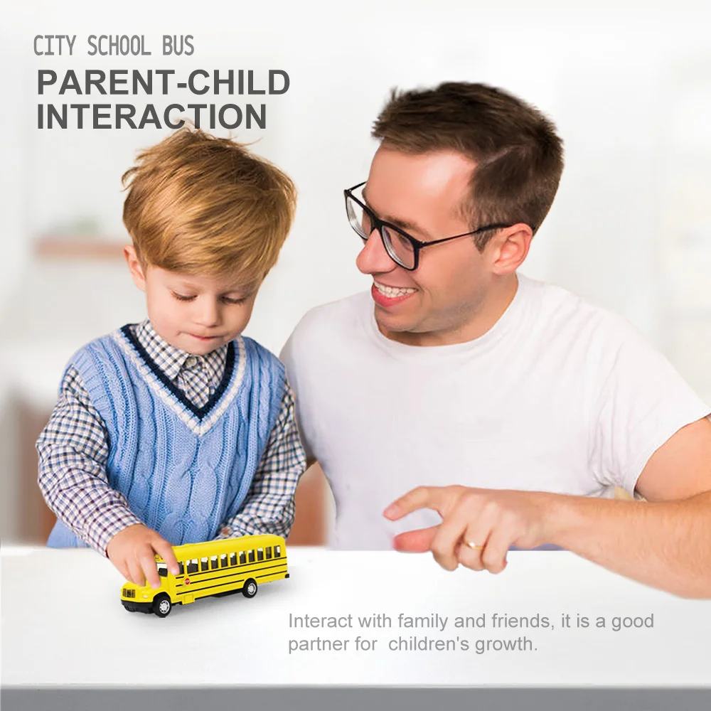 Simulation Legierung Zurückziehen Schulbus kinder Trägheit Spielzeug Auto Modell Interaktive Bildung Junge Geschenke Spielzeug Auto Sammlung – Detail 1