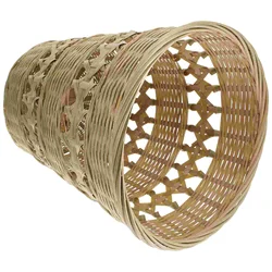 Garbage Can Bamboo Trash Child Laundry Basket with Lid Woven Waste Container Weaving Rubbish