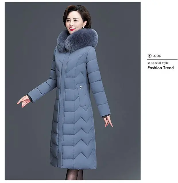 Middle Aged Mother Down Cotton Jacket 6XL Winter Oversized Thick Hooded Coat Windproof Rainproof Female Warm Long Parka Overcoat