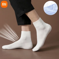 新xiaomi 5 pairs/複数の新メンズコットンソックス新黒ビジネスの男性の靴下ソフトと通気性秋夏メンズホワイト