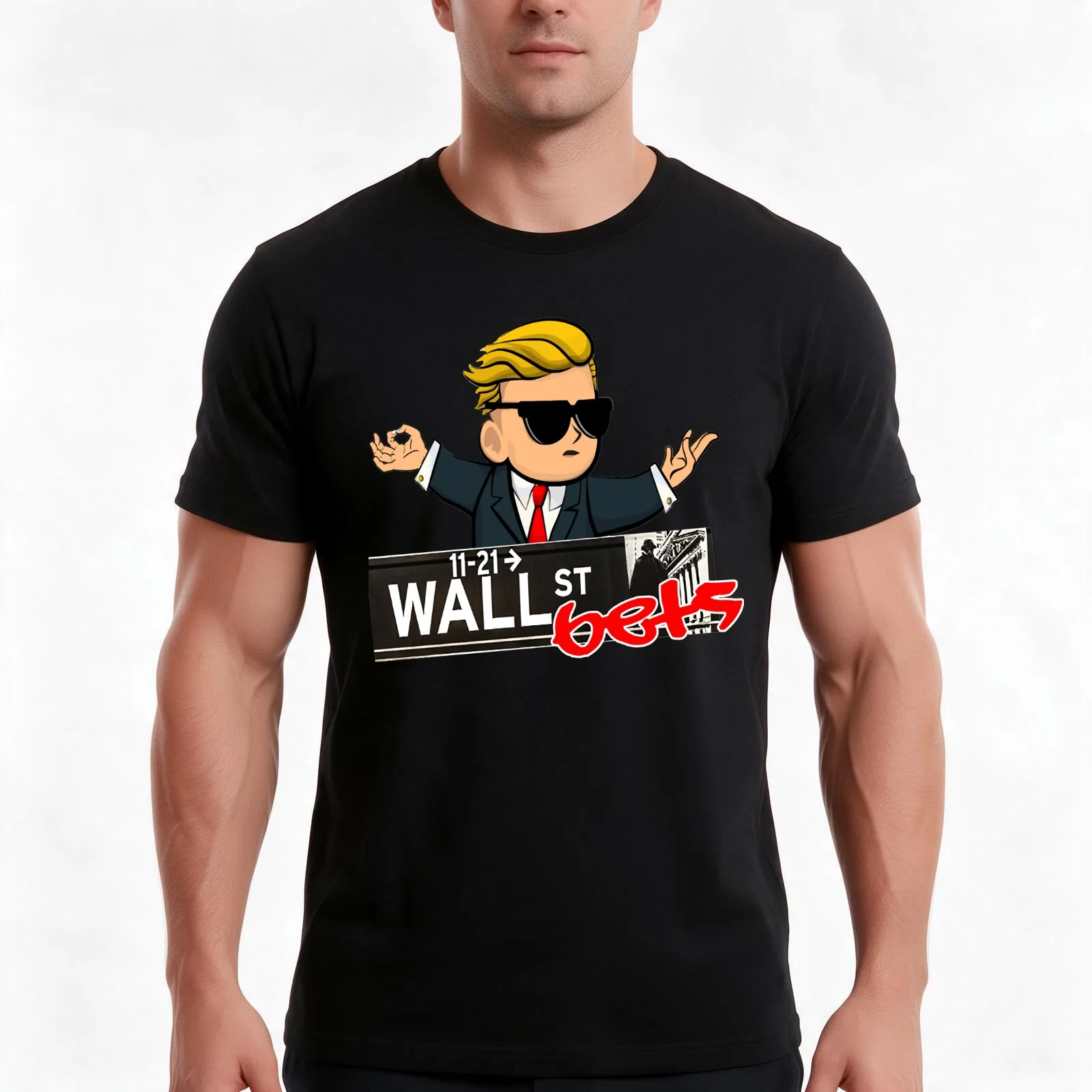 Wallstreet Bets Funny Investing tee giftinvesting Wallstreetbets appareal Classic T-Shirt Summer Casual Cotton Tee 100% Cotton