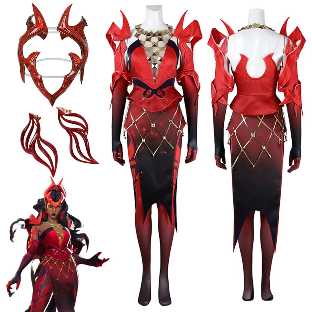 

Game Rival Cosplay Scarlet Witch Top Skirt Clothing Party Roleplay Costume Outfits Halloween Carnival Suit For Women Adult