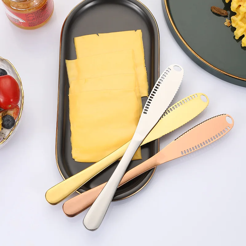 

Stainless Steel Butter Spreader Butter Knife 3 In 1 With Holes Spread Cream Knife Bread Jam Knife Cheese Cutter Kitchen Gadgets