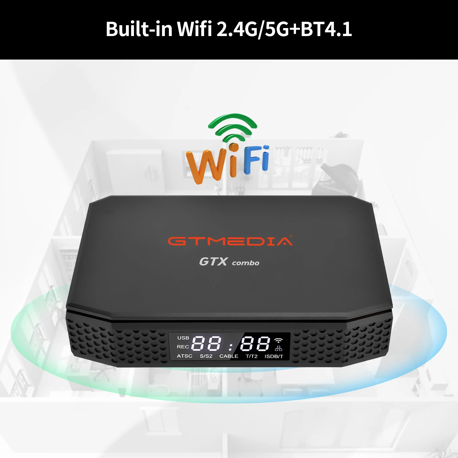 GTMEDIA GTX Combo TV Box Android 9+DVB-S2/T2/C2 2G+32G 4K/8K Decoder Support CA Card Slot&CI+1.4,SATA-HDD,BT4.1 Decoder