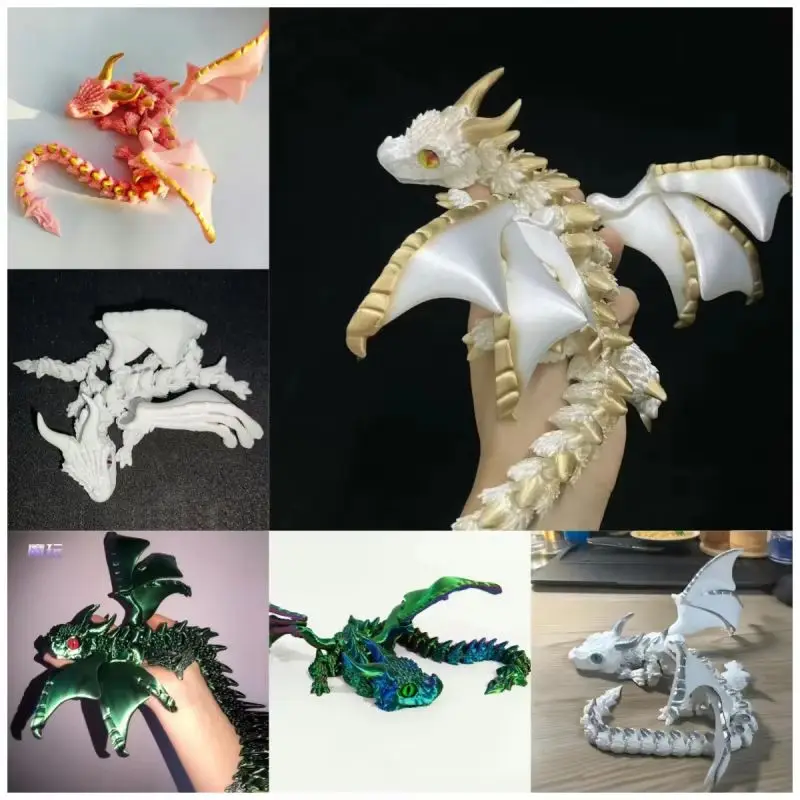 カラフルな3Dプリントアニメアクションフィギュア - 可動関節付き魔法のドラゴンモデル玩具、クリエイティブなデスクトップデコレーション、コレクタブル