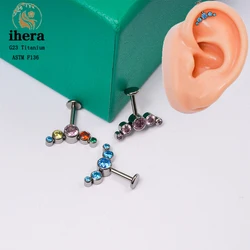 G23 Titanium Piercing Stud Earrings for Women ASTM F136 16G Internal Thread Blue Zircon Ear Helix Tragus Cartilage Body Jewelry