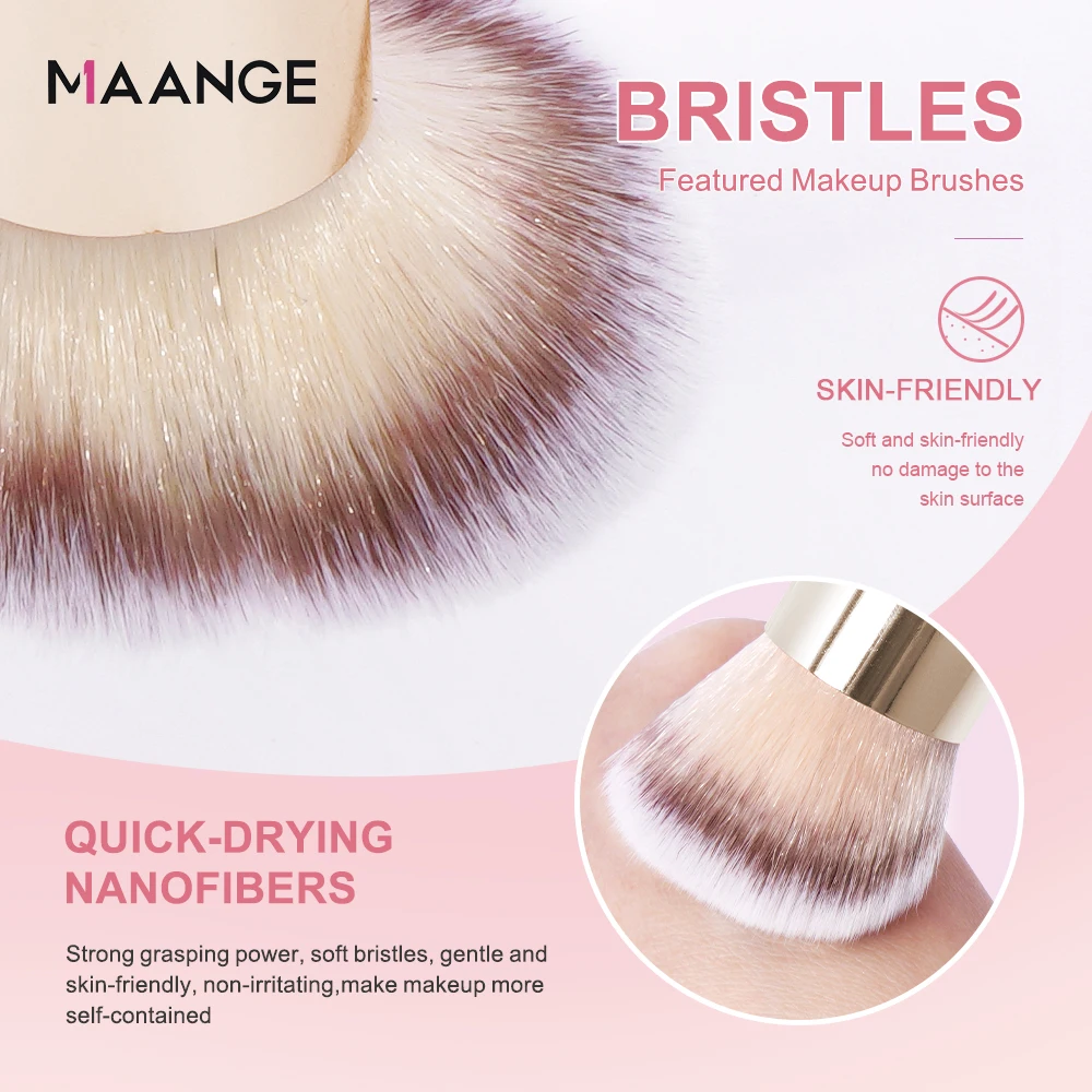 MAANGE-Ensemble de pinceaux de maquillage essentiels, manche en bois, poudre de bain, cadeau de préhension, base, haute qualité, 4 pièces