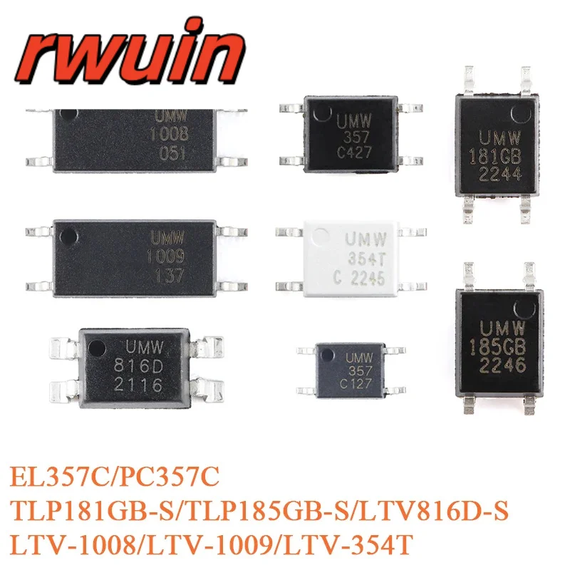 20pcs LTV-1009 LTV-1008 LSOP-4 DC Input Phototransistor Coupler Chip EL357C PC357C TLP181GB-S TLP185GB-S LTV816D-S LTV-354T