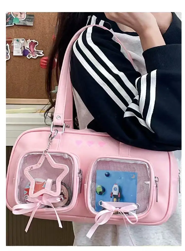 

Japanese Ins Girl Soft Girl Shoulder Bag Y2K JK Uniforms Transparent Ulzzang Ita Bag Student Commuting Tote Bag