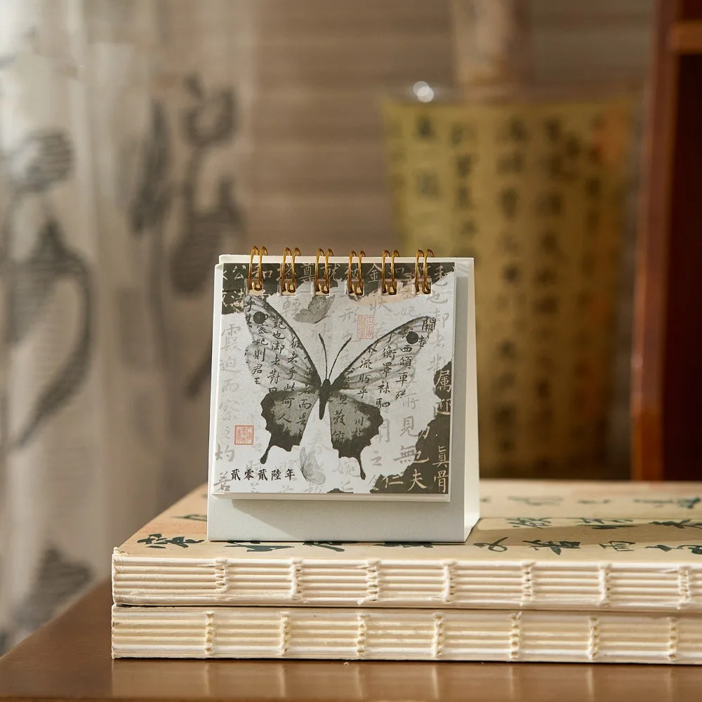 

Month Date Display 2026 Mini Desk Calendar Chinese Style Ancient Monthly Planner Solid Color Ink Wash Painting