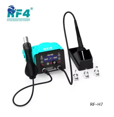 

YyhcRF4 RF-H7 2 In1 Dual Station Digital Display Thermostatic Hot Air Gun 936 Soldering Iron Station For Motherboard PCB Repai