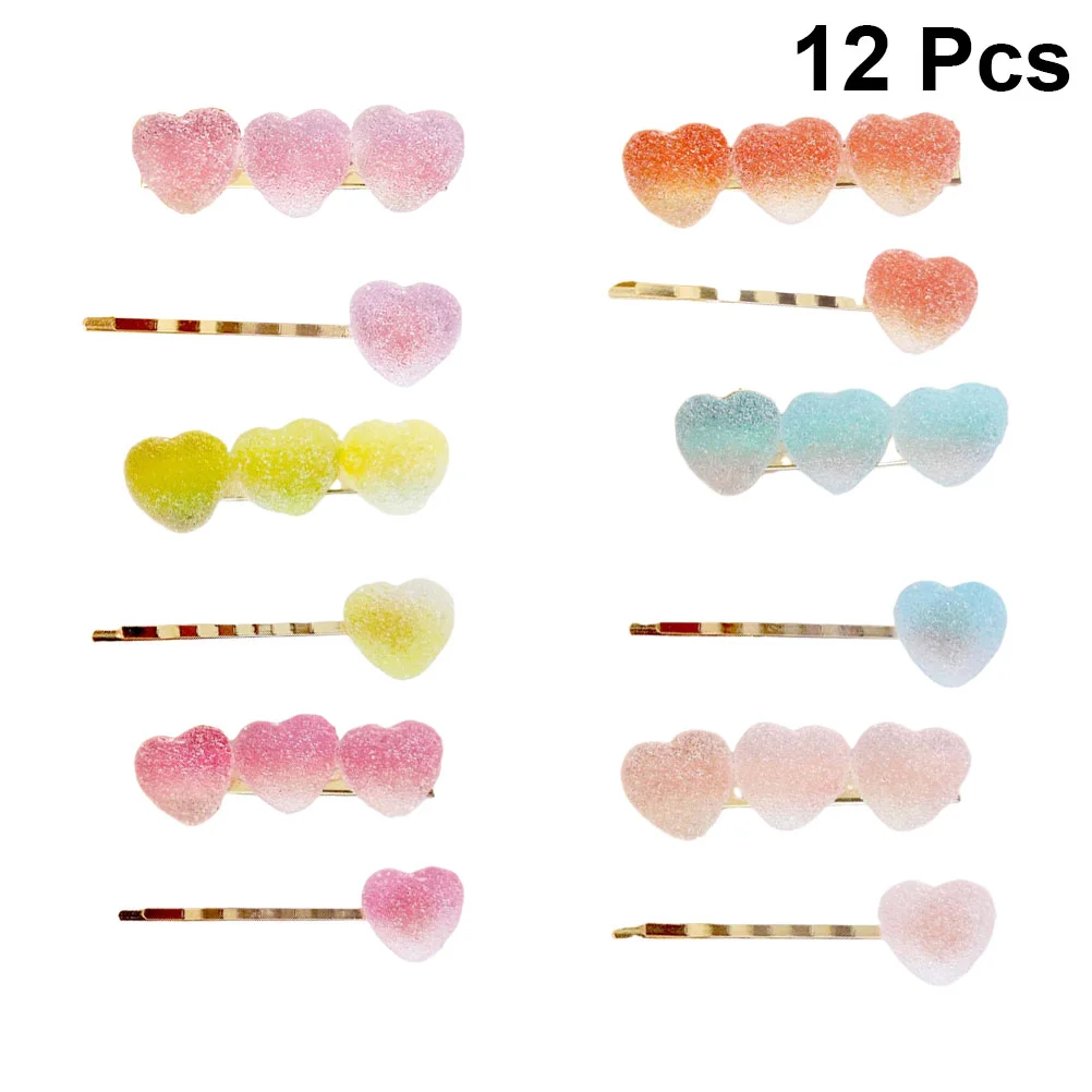 

12 Pcs Hair Pins Sweets Hairpin Japanese Girls Clips Heart Women Bobby Accessories