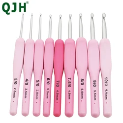 9pcs Silicone Handle Crochet Hooks Set, Aluminum Knitting Needles, Handmade DIY Hook Head Weaving Sweater, Blanket