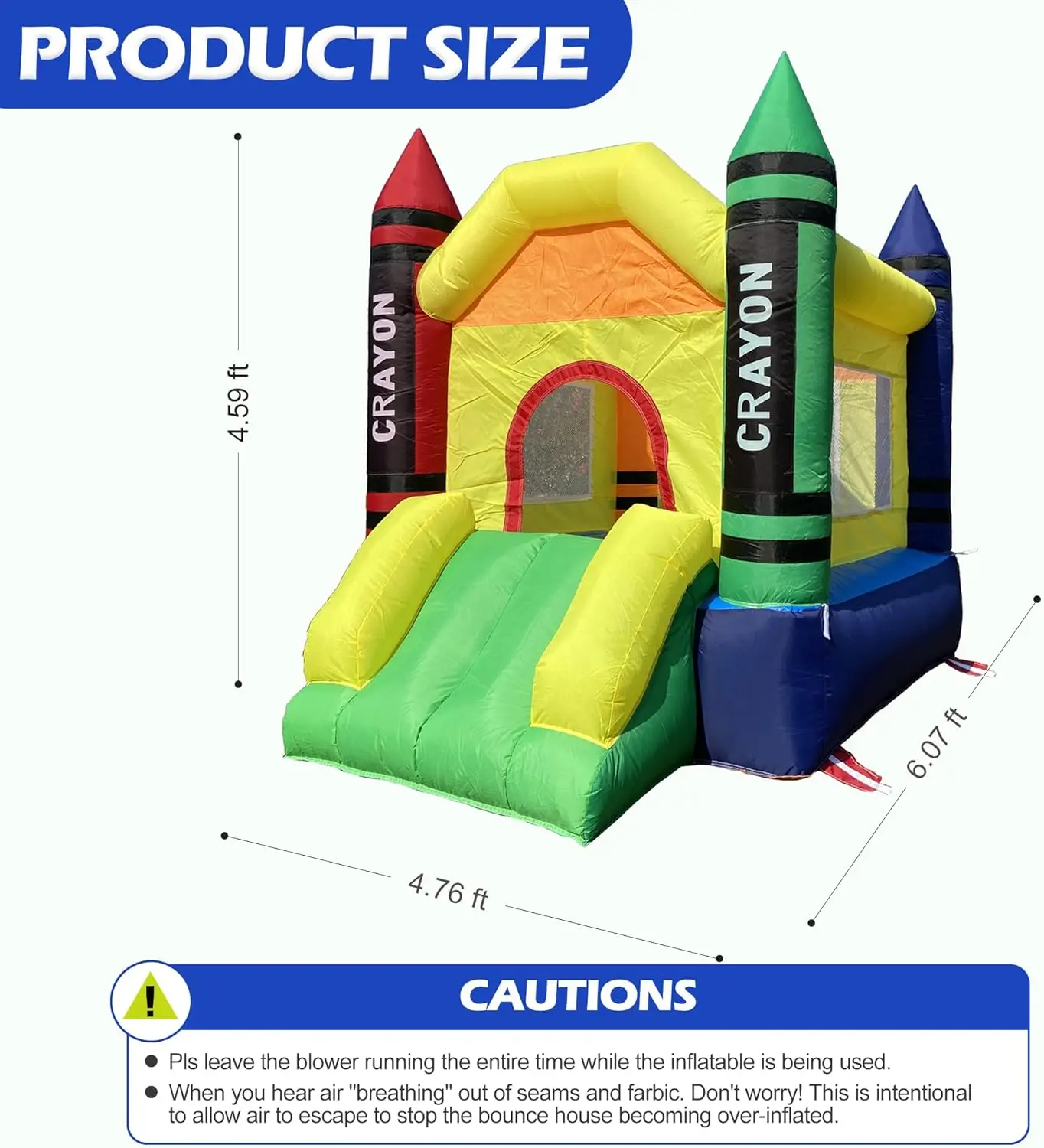Mini maison gonflable de rebond avec ventilateur, château pour tout-petits, maison gonflable pour enfants avec toboggan, souffleur d'air, sac de transport et sac d'eau