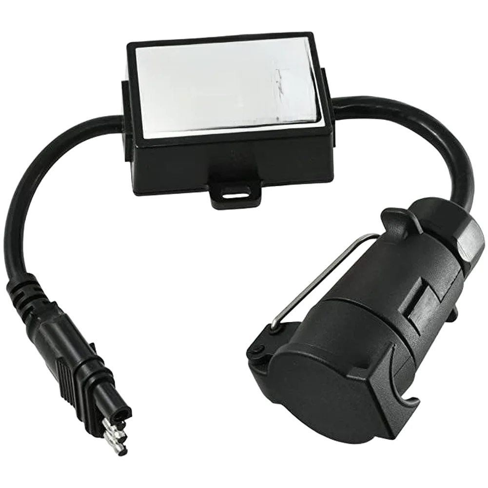 4-Pin Flat to 7-Pin Round Trailer Light Converter for RV Applications with Integrated Dust Cover and Weather Resistant Housing
