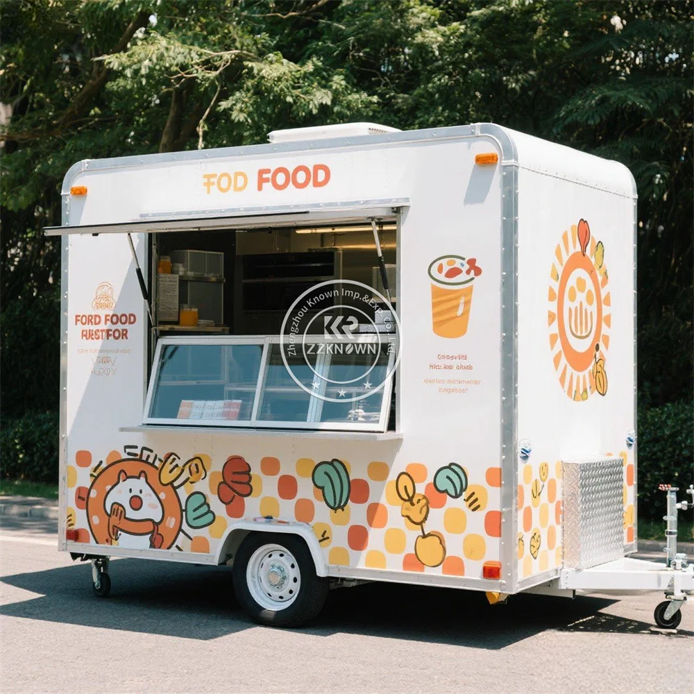 

Mobile Street Snacks Food Truck Mini Mobile Ice Cream Coffee Hot Dog Snack Trailer Concession Food Trailer with Full Kitchen