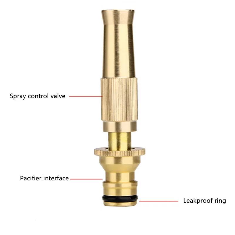 Spray Nozzle Water Gun Brass High Pressure Direct Spray Sprinkler Quick Connector 1/2''  Garden Hose Adjustable Pressure Washer