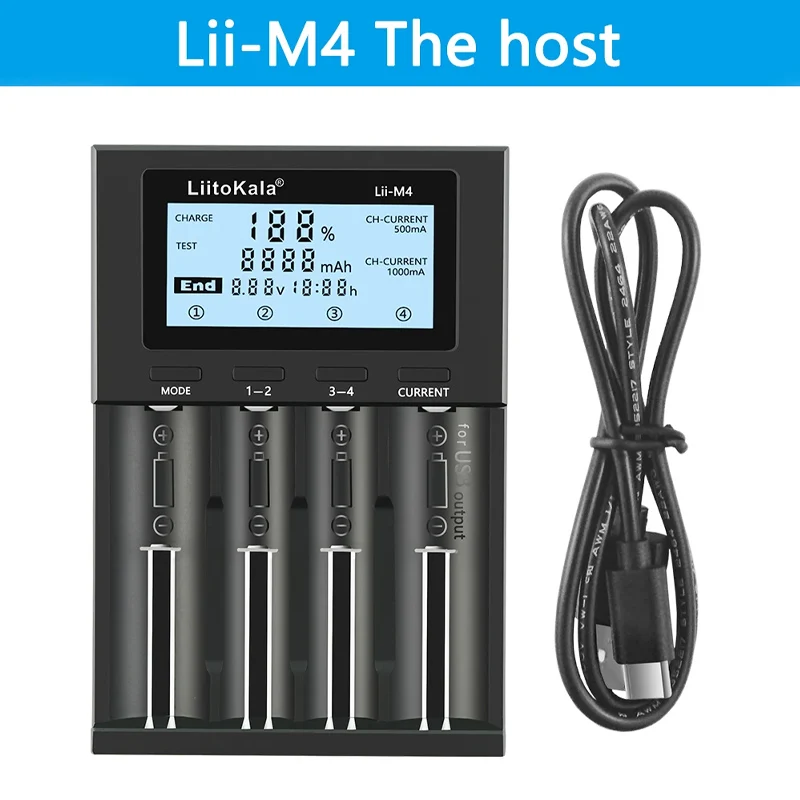 LiitoKala Lii-M4 LCD 3.7V/1.2V AA/AAA 18650/26650/16340/14500/10440/18500 Battery Charger with screen Detectable capacity