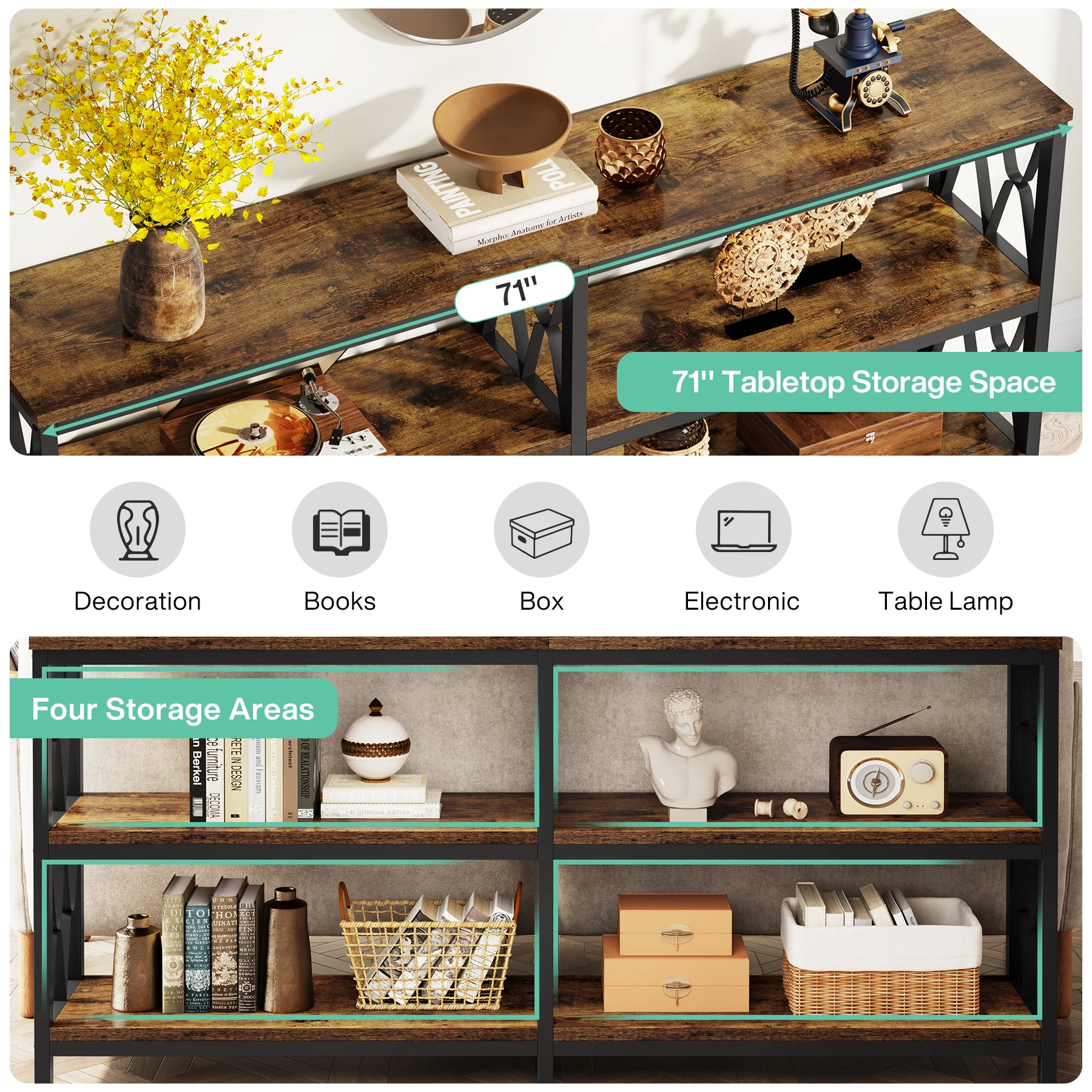 โต๊ะคอนโซล Tribesigns ขนาด 71 - Desk Setup Minimalist บทวิจารณ์และราคา