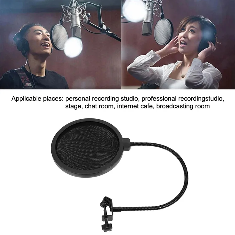 Microphone Blowout Double Layer Preventer Net Flexible Wind Screen Sound Filter Mask Mic Shield For Studio Recording Accessories