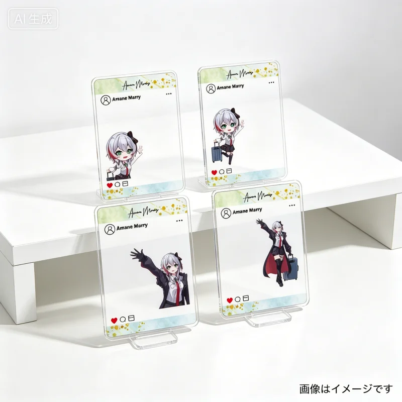 VTuber  Marie Amane rectangle Social media style card Acrylic Stand Model Plate Keychains Bedroom decoration Gifts For Friends