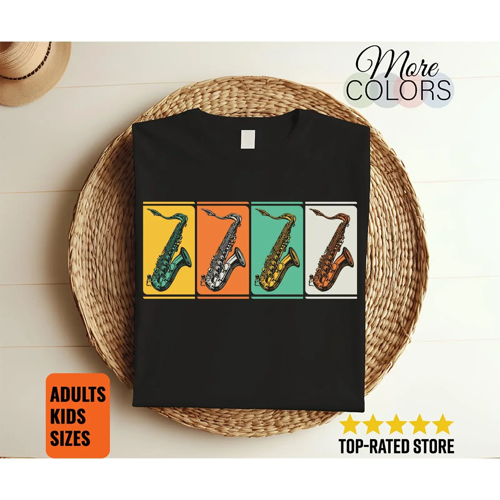 Saxophone T Shirt Jazz Musician Sax Player Instrument Lover Band Apparel Melody Rhythm Blues Ensemble  vintage Washed Slightly